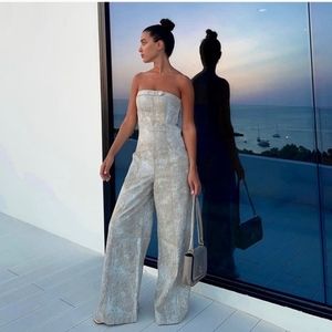 Zara Printed Linen Blend Jumpsuit